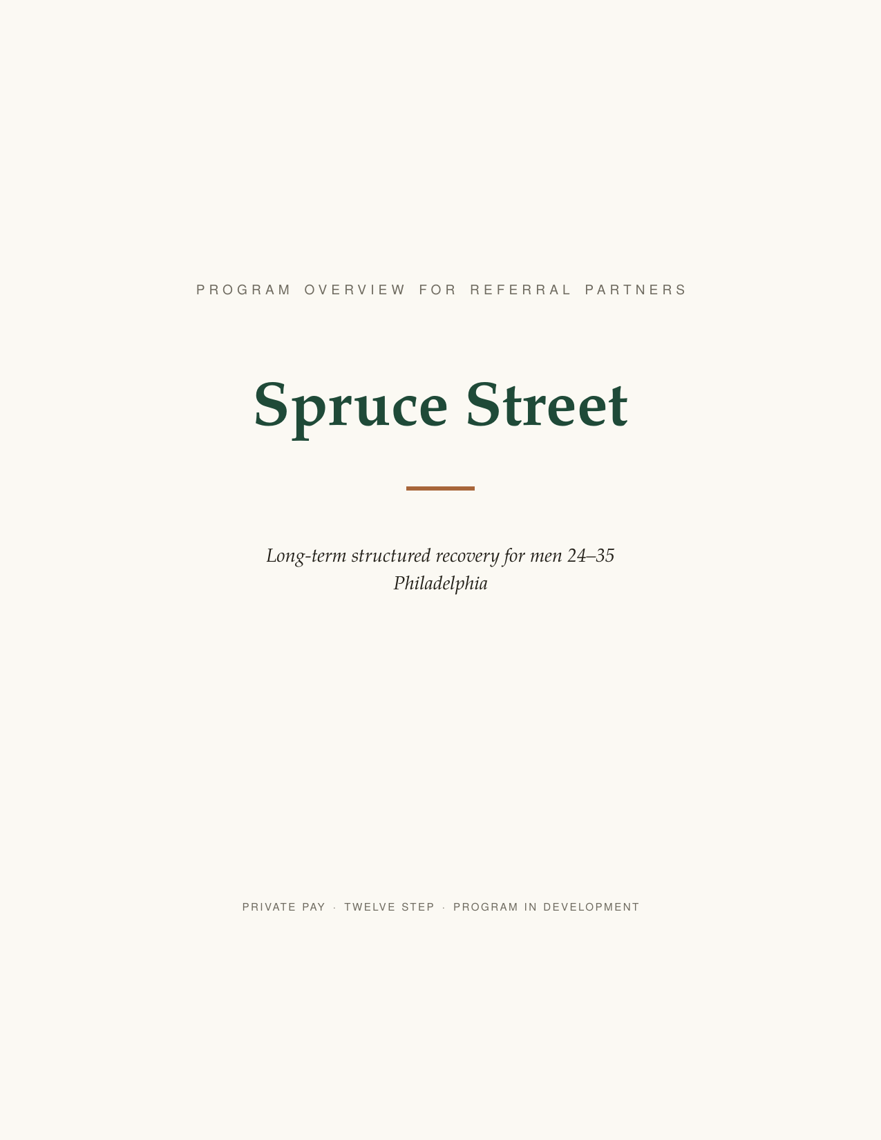 Cover of the Spruce Street Program Overview